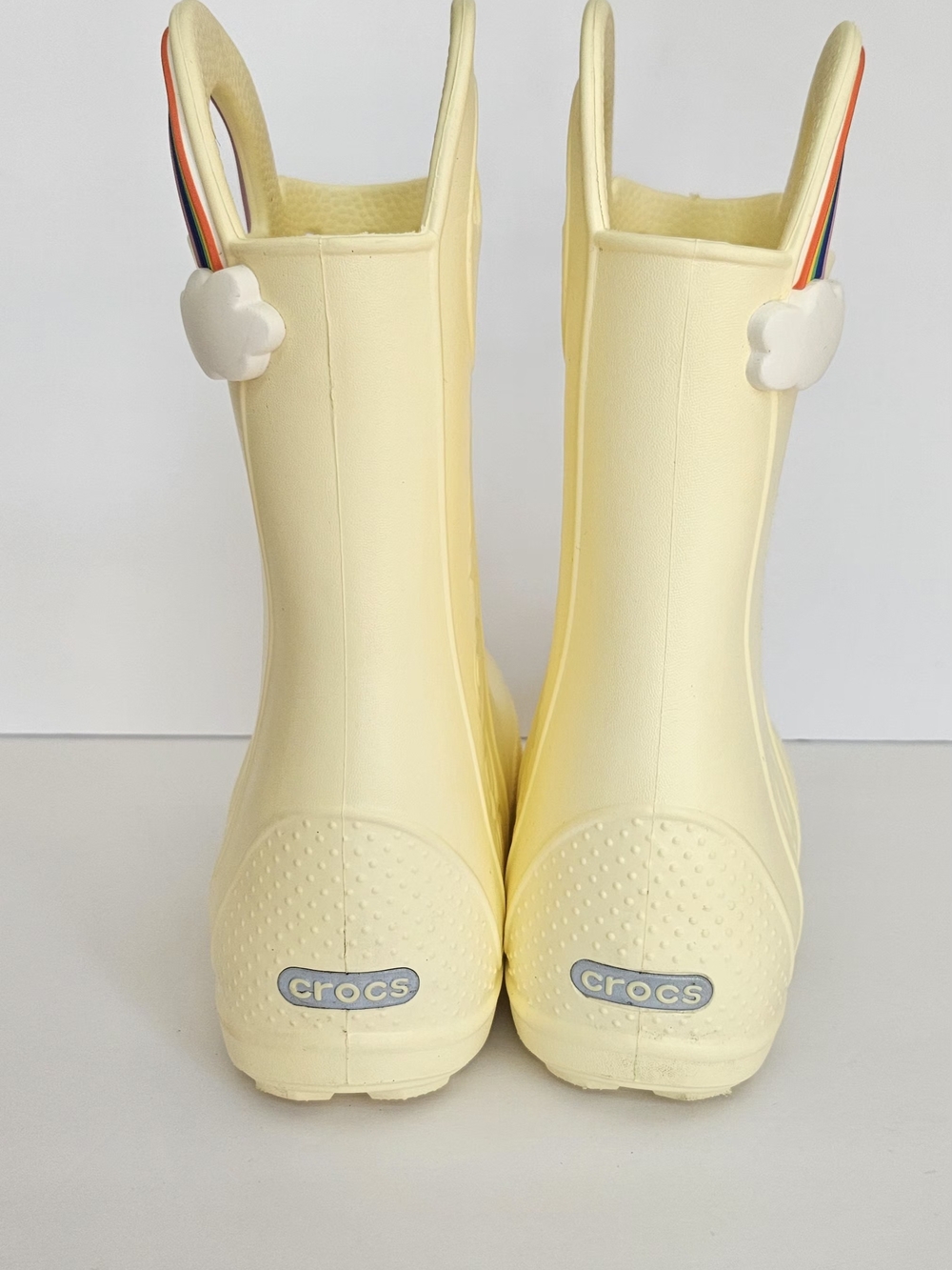 Crocs Kids Classic Rainbow Handle Rain Boots Yellow Waterproof Size J3 - Picture 3 of 14